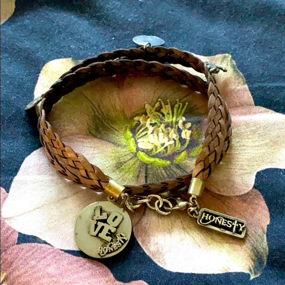 Brown Leather Bracelet with Charms